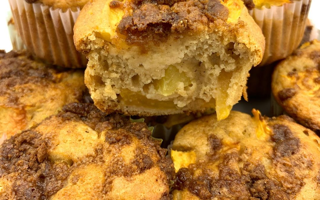 Peach Crumble Pancake Muffins