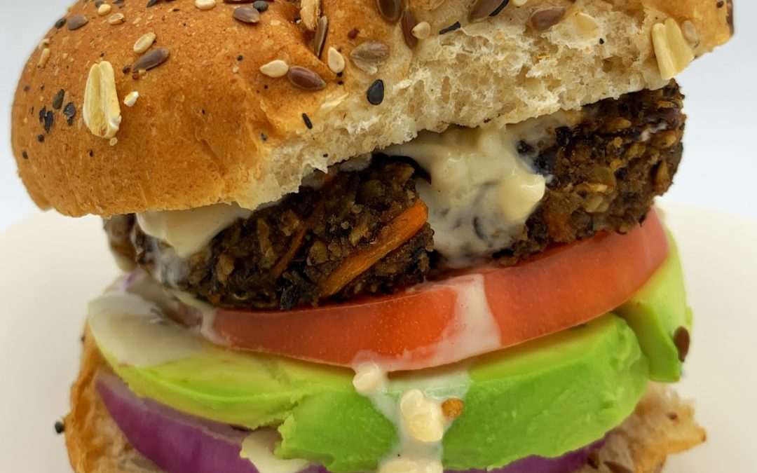 Black Bean Burgers with Garlic Tahini Sauce